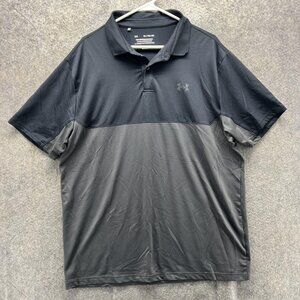 Under Armour The Performance Polo Shirt Mens XL Gray Colorblock Golf Stretch